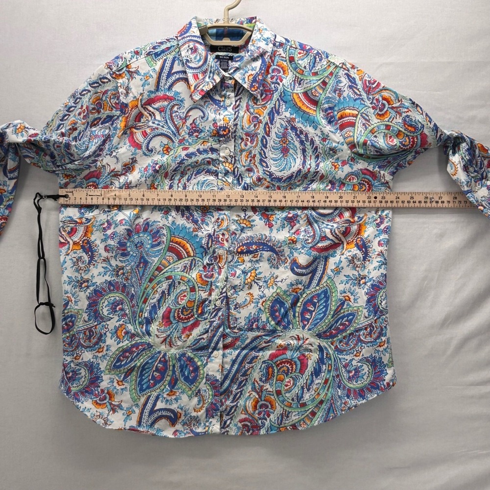 Chaps Paisley Button Up Shirt‎ Blue 1X - Picture 13 of 13